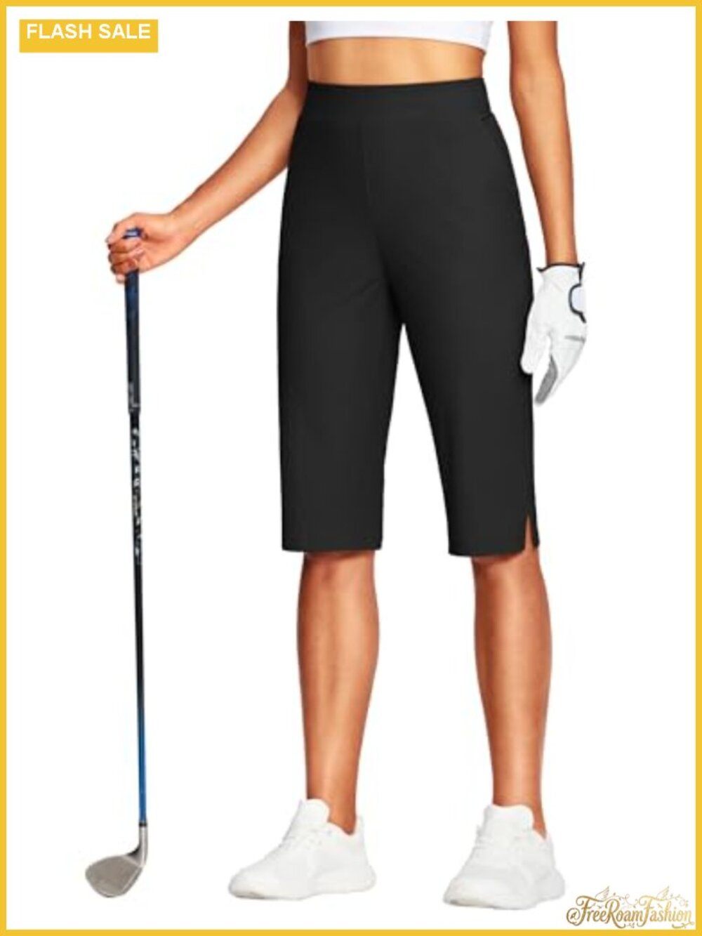 Women's Mid Rise Golf Capris Pants with Pockets 5-Pocket Stretch Athletic Pull